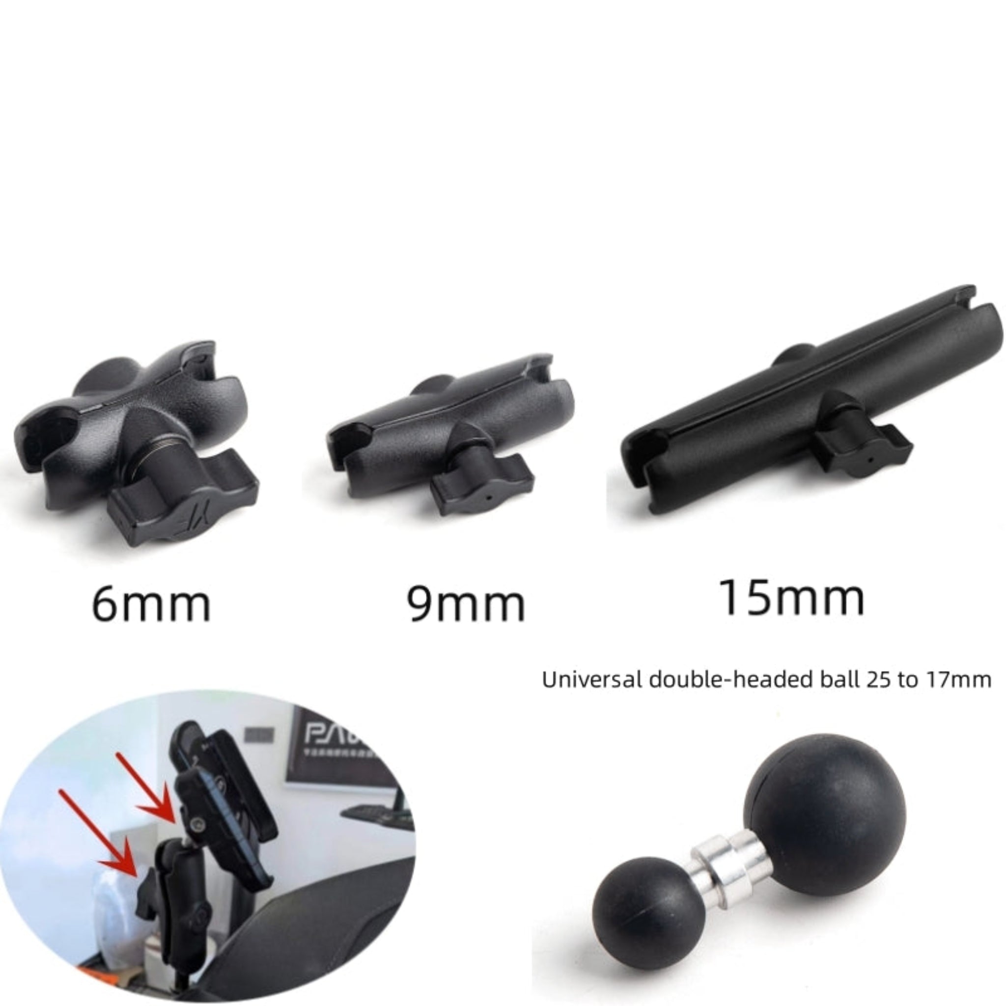 panical Aluminum Alloy Double Socket Arm 25mm/1 Inch Ball Head Holder Mount Clamp For Bicycle Motorcycle Camera Extension ArmAluminum Alloy Double Socket Arm 25mm/1 Inch Ball Head Holder Mount Clamp For Bicycle Motorcycle Camera Extension Arm